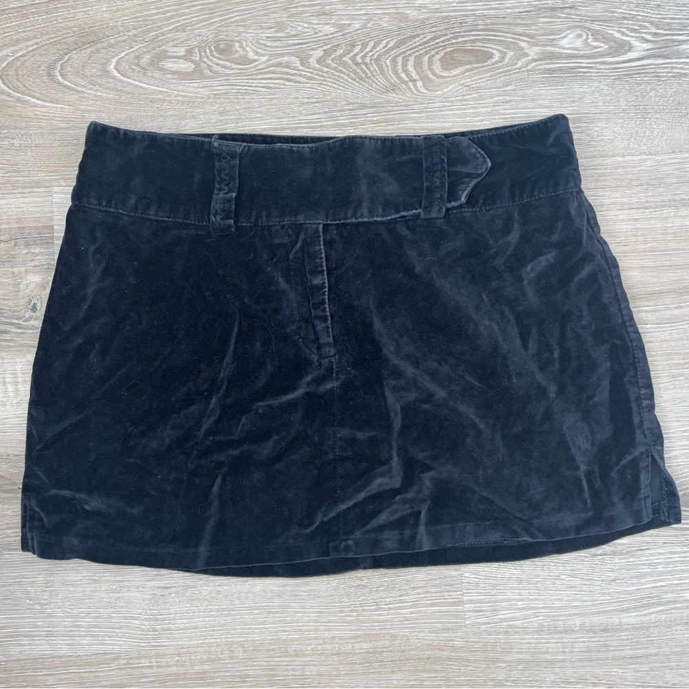 Vintage Wet Seal Black Velvet Cotton Mini Skirt Y2K